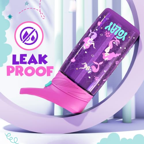 Kids Water Bottle with Straw - 15 oz - BPA-Free - Mermaid