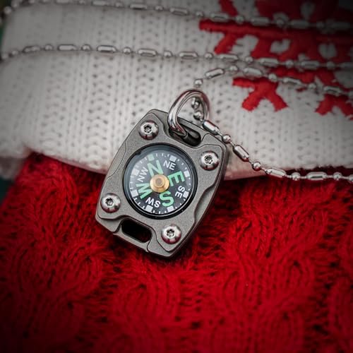 MecArmy CMP2-Titanium Mini Compass Waterproof Keychain & Necklace Gift
