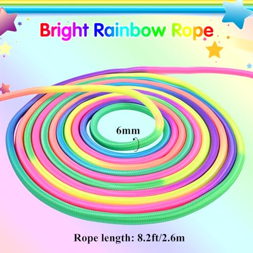 Rainbow Jump Rope for Kids - Adjustable 8.5FT Nylon Skipping Rope
