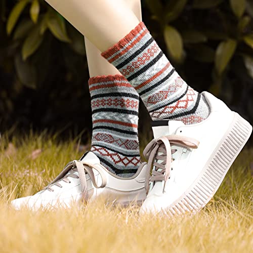 Wool Socks for Women - Winter Warmth, 5 Pairs, One Size