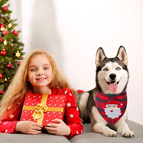 Christmas Dog Bandanas - 2 Pack Santa Claus & Elk, 100% Cotton