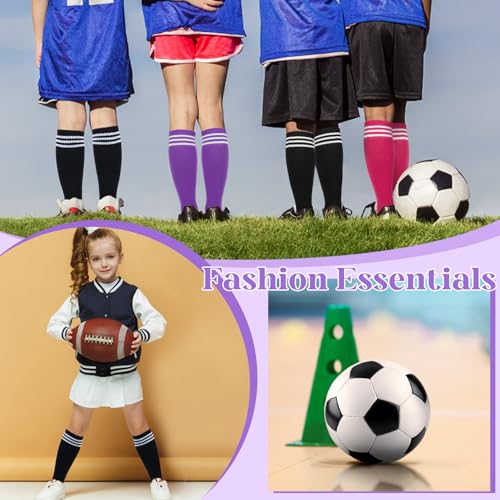 Kids Soccer Socks - Black, Pink & Purple - 3 Pairs (3-6 Years)