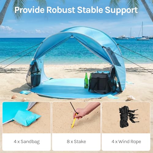 Pop Up Beach Tent Sun Shelter with UPF50+ UV Protection, Fits 3