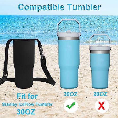 30oz Water Bottle Carrier Sling Bag Sleeve for Tumbler - Black