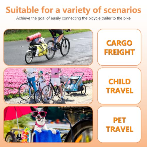 Bicycle Trailer Hitch Connector Coupler - Black Adapter for Kids & Pets