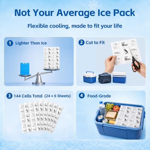 Flexible Reusable Ice Packs for Coolers - 6 Cut-to-Fit Sheets