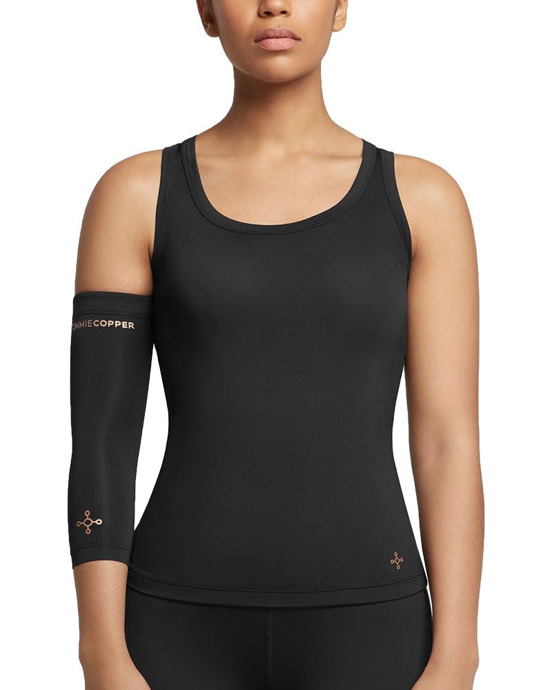 Tommie Copper Elbow Compression Sleeve For Tennis, Golfer's Elbow, Adjustable, Breathable Copper Elbow Brace, Black, Large