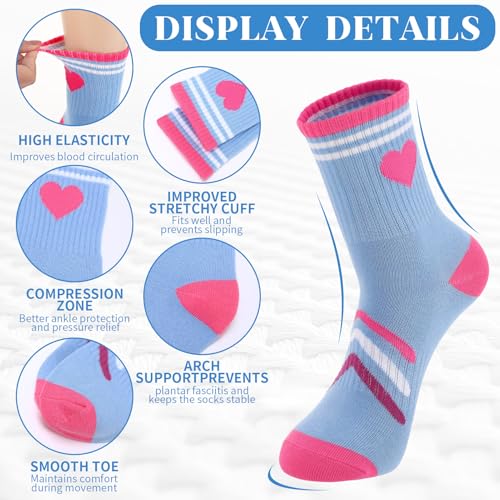 6 Pairs Kids Athletic Crew Socks - Mix Color