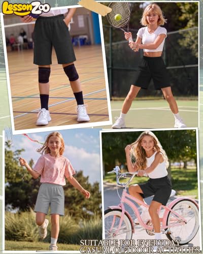 Girls Bermuda Shorts 3 Pack Long Shorts for 13-14 Years - Black, Gray, Dark Gray | LessonZoo