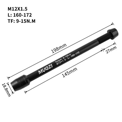 Yundxi Bike Trainer Thru Axle Adapter, Quick Release M12 x 1.5/1.75 Thread Pitch 160 to 178mm Shaft for Rear Wheel Attachment Trainer Length (M12x1.5/160-172)