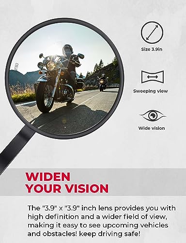 KEMIMOTO Motorcycle Bar End Mirrors - 360° Adjustable Billet Aluminum Handlebars for Harley, Cruiser, Sportster, Dyna
