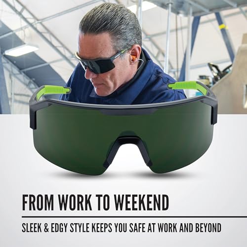 Jackson Safety Maxview+ Ballistic-Rated Safety Glasses - ANSI Z87.1 Wraparound Anti-Scratch Eye Protection for Men & Women - Black Frame with Shade 5 IR Lens - Pack of 1