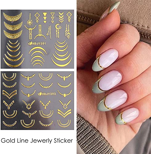3D Floral Nail Art Stickers - Gold Flower & Lace Leaf Decals, 12 Styles