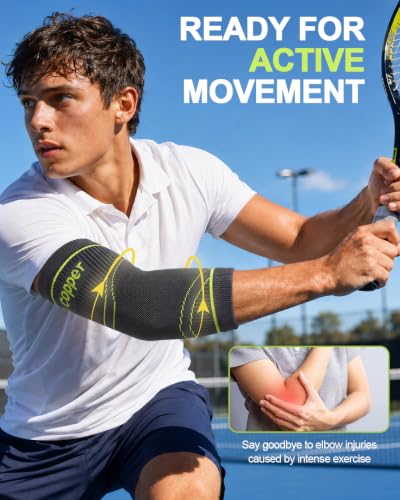 LISEPWU Copper Elbow Brace for Men & Women - Gray-Green Medium, Support & Compression Sleeve