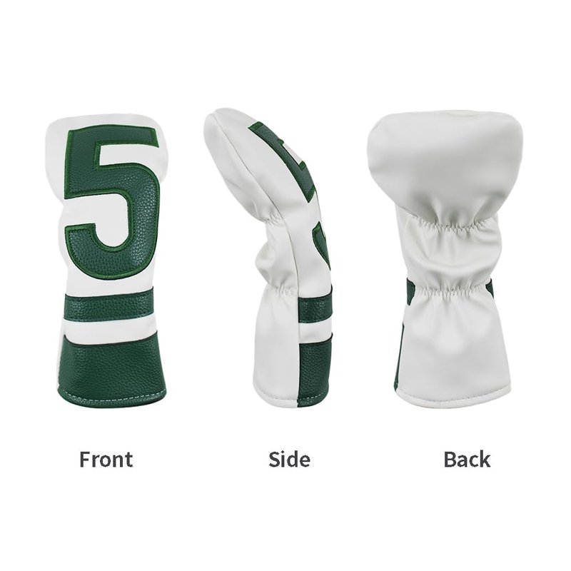 Scott Edward 1/3 Pcs Golf Club Covers, PU Big Number 1 3 5 Golf Headcovers for Driver Fairway and Hybrid Wood Fit Most Brand (Hybrid Green 5)