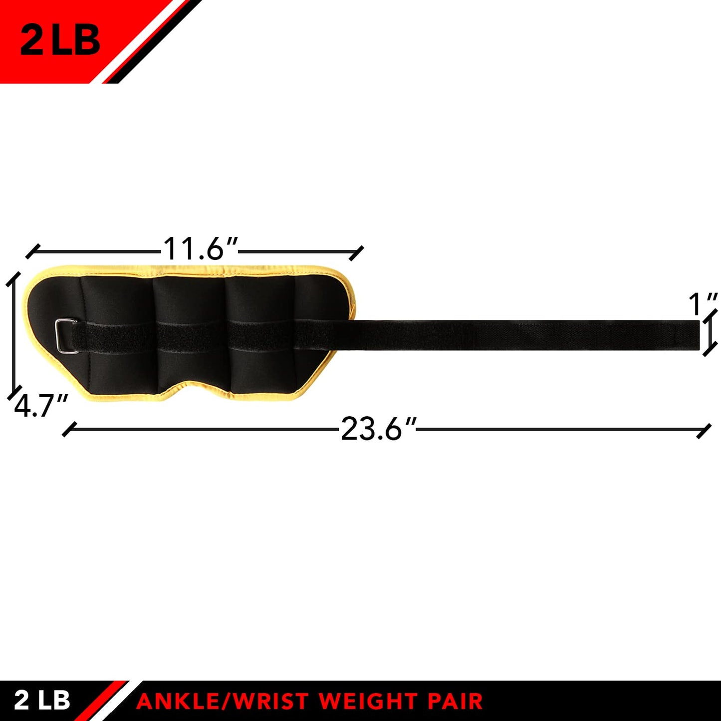 JFIT Ankle Weight Pair 2.0 LBS, Set of 2 with Adjustable Velcro Straps - Breathable, Moisture Absorbent Weight Straps for Men and Women - Comfortable Ankle, Wrist Weights