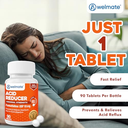 Famotidine Acid Reducer 10mg - Heartburn Relief - 90 Tablets