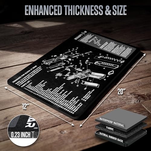 20x12 Inch Gun Cleaning Mat - 6mm Thick Non-Slip Pistol Maintenance Pad