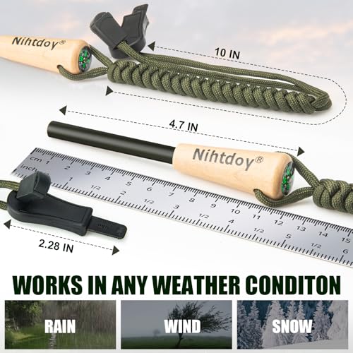 Ferro Rod Fire Starter Kit with Hardwood Handle & Compass