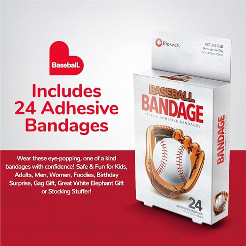 Baseball-Shaped Adhesive Bandages - Latex Free, 24 Count