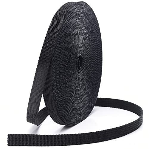 Heavy Duty Nylon Webbing Straps - Black 3/8 Inch, 12 Yards