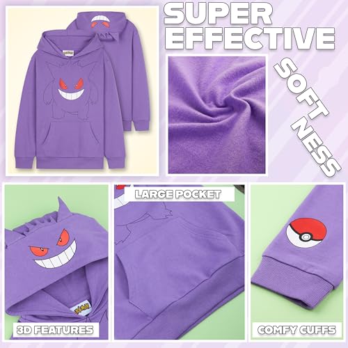 Pokemon Boys Gengar Tracksuit Set 7-8 Years Purple Anime Hoodie & Joggers