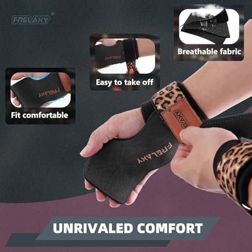 Weight Lifting Wrist Straps - Ergonomic Support, Black/Leopard