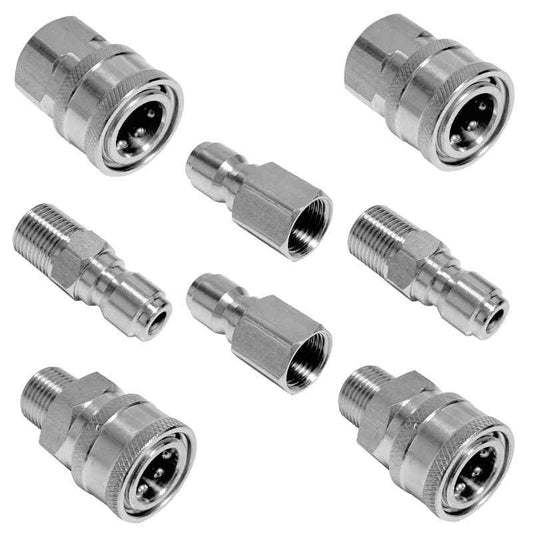 3/8 quick connect fittings，Pressure washer quick connect kit，Quick connect hose fittings，Female and Male Thread,8 Pieces
