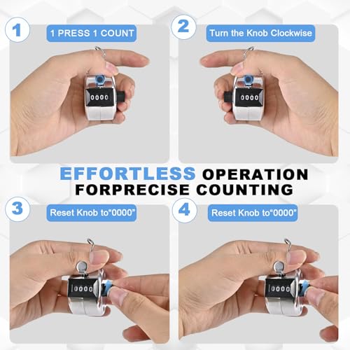 4-Pack Handheld Tally Counters - Mechanical Clicker Counters for Coaching, Knitting, Fishing