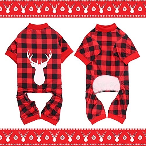 Dog Christmas Pajamas - Buffalo Plaid with Reindeer Print, Medium