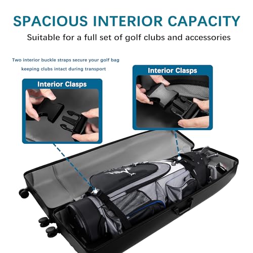 Hard Case Golf Travel Bag - Waterproof Club Protection - Obsidian Black