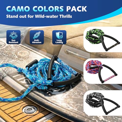 25 FT Wakesurf Rope with EVA Handle - Wavy Blue