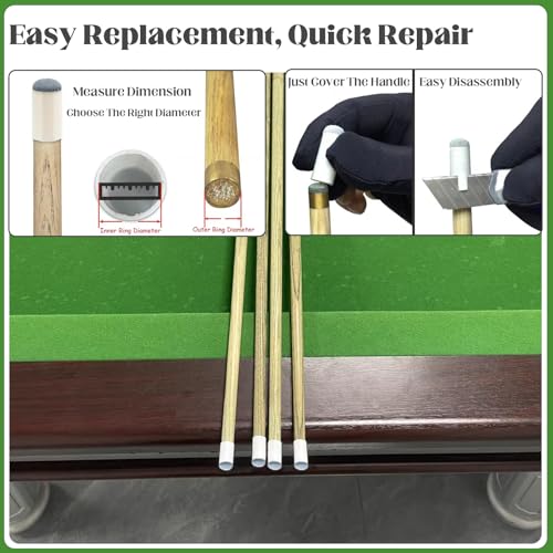 20pcs Slip-On Pool Cue Tips Replacement Kit - 4 Sizes (9mm-13mm)