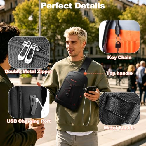 HEROIC KNIGHT Crossbody Sling Bag for Men & Women - Fits 11.3" iPad, Water-Resistant, Lightweight Daypack
