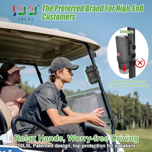 10L0L Black Golf Cart Speaker Mount for Yamaha, EZGO, Club Car & ATV