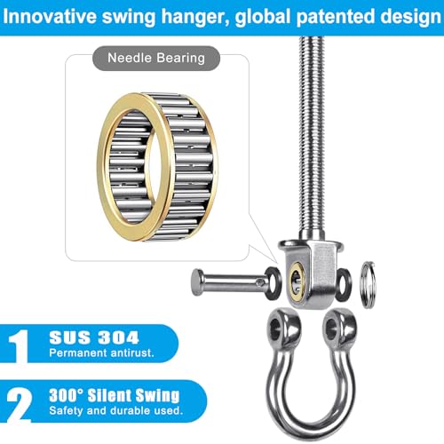Dolibest M10x7'' Swing Hangers with Bearings 2 Pack Stainless Steel 304 for Wood & Metal Beams