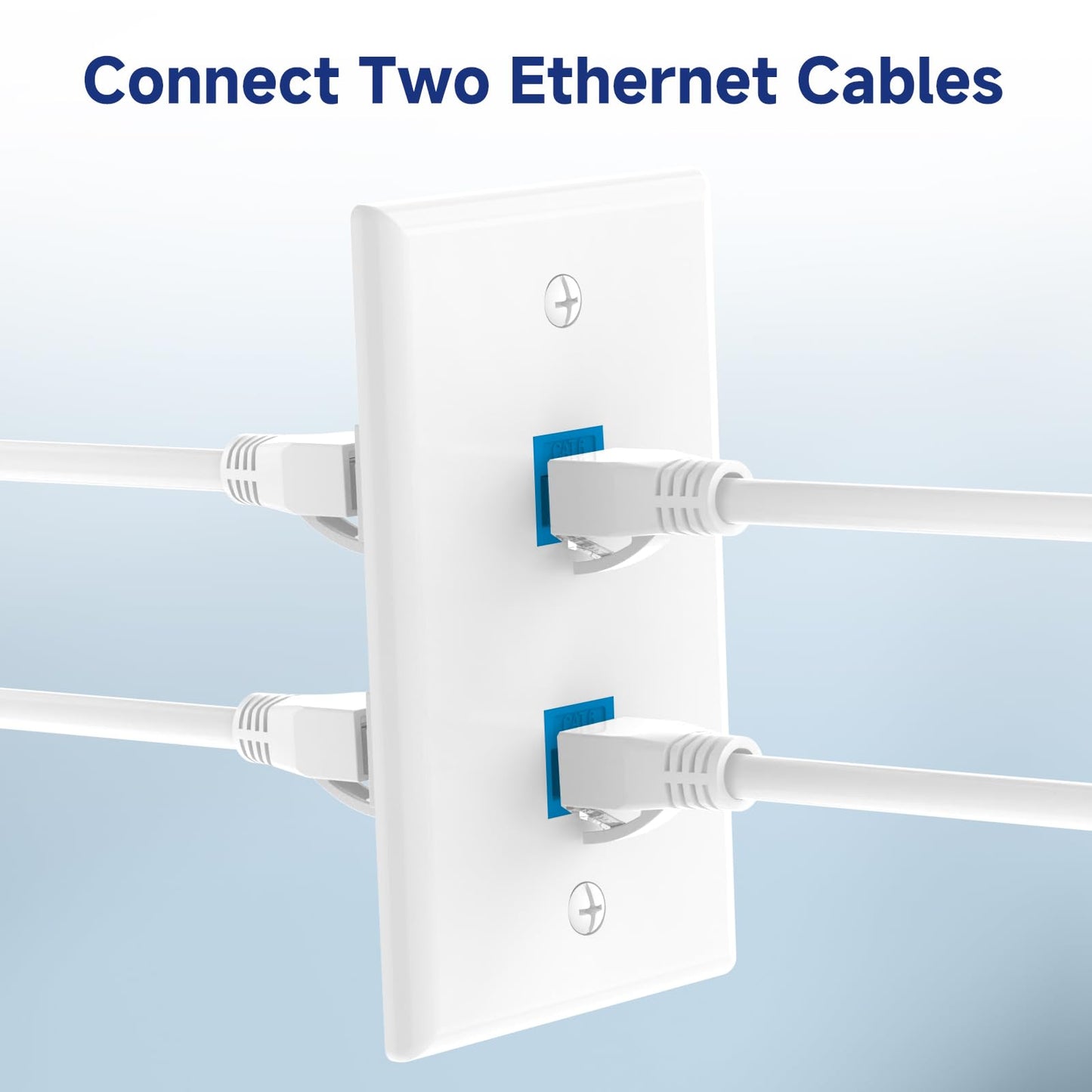 VCE 2-Port Ethernet Wall Plate (UL Listed), CAT6 Wall Plate and Jack, RJ45 Keystone Inline Coupler with Keystone Ethernet Outlet, Blue 2-Pack