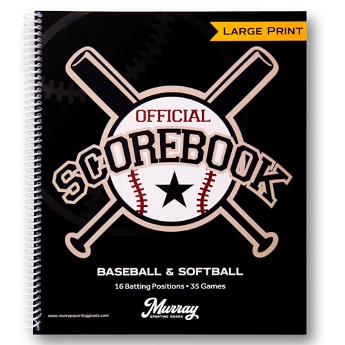 Large Print Baseball & Softball Scorebook - Spiral Bound, 35 Games