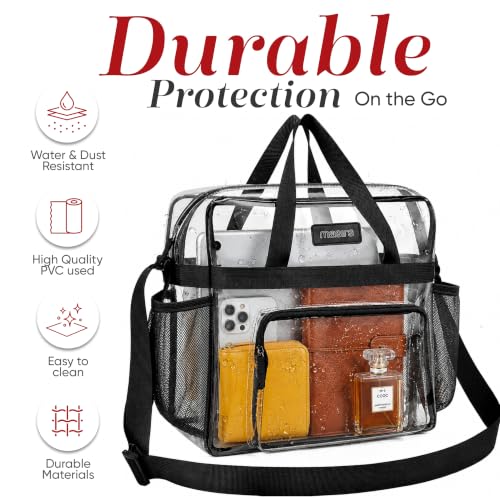 Clear Tote Bag - Stadium Approved with Mesh Pockets & Zippered Top