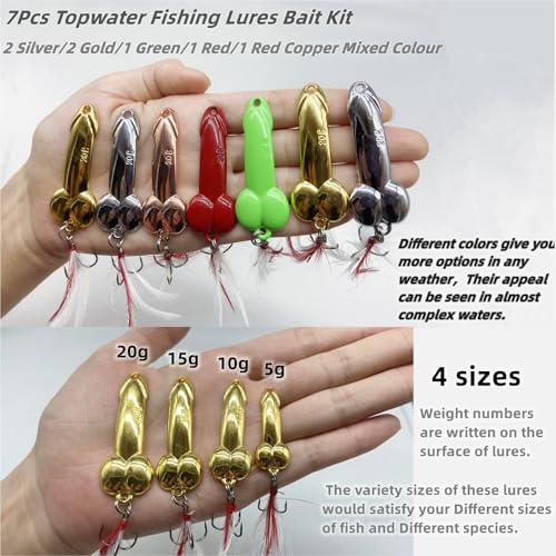 10g Topwater Fishing Lures Kit - Assorted Colors & Custom Hooks
