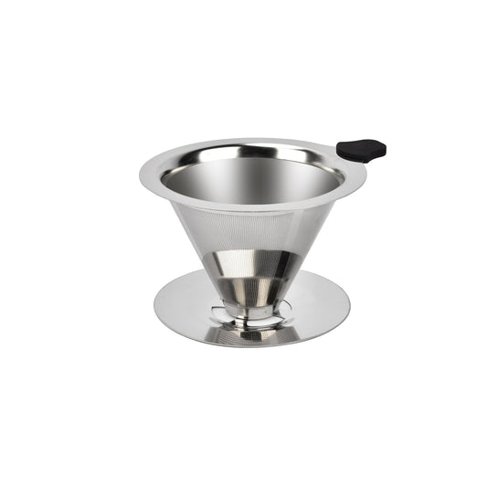 Fyueenix Stainless Steel Pour Over Coffee Dripper, Reusable Fine Mesh Filter for 1-2 Cups, Paperless Coffee Maker for Home, Travel, Camping