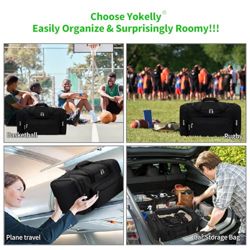 YoKelly 40L Black Gym Duffle Bag for Men, 20-Inch Travel Bag