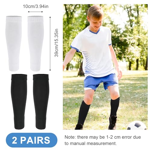Kids Soccer Socks - Pre Cut Leg Sleeves for Shin Guards, 2 Pairs