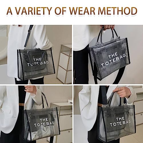 Large Clear Tote Bag for Stadium Events - Black