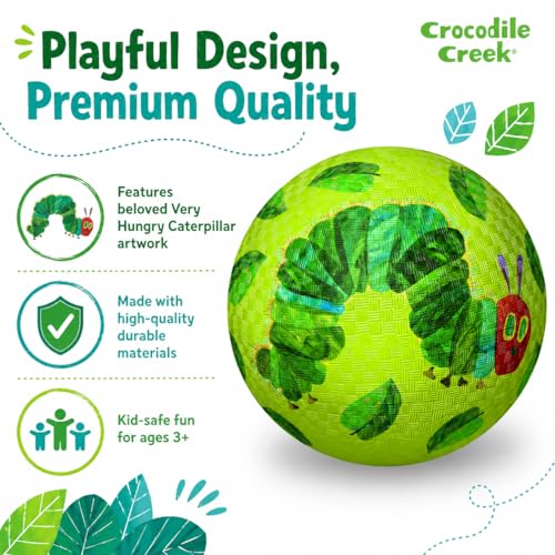 Crocodile Creek 7-Inch The Hungry Caterpillar Playground Ball for Kids - Bouncy Rubber Outdoor Indoor Toy