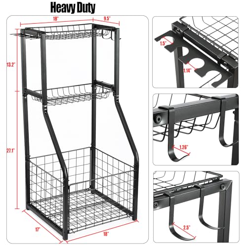 Sports Equipment Organizer with Ball Storage Rack - Garage Organizer