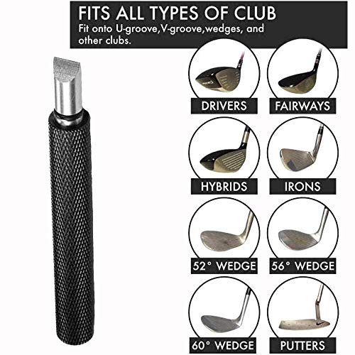 Golf Club Groove Sharpener Tool with 6-Tip Cutters - Black