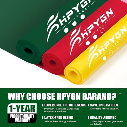 3 Levels Non-Latex Exercise Bands Set - Red/Yellow/Green 4.9ft