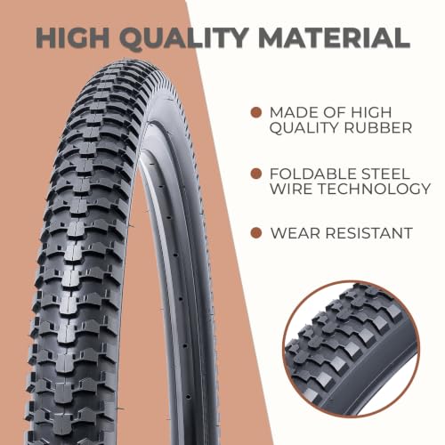 MetersGod 2 Pcs 26x2.10 Bicycle Tires Folding Mountain & Cruiser Replacement