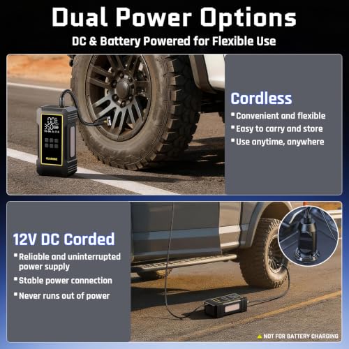 Portable Tire Inflator 12000mAh Air Compressor - 150PSI Dual Power